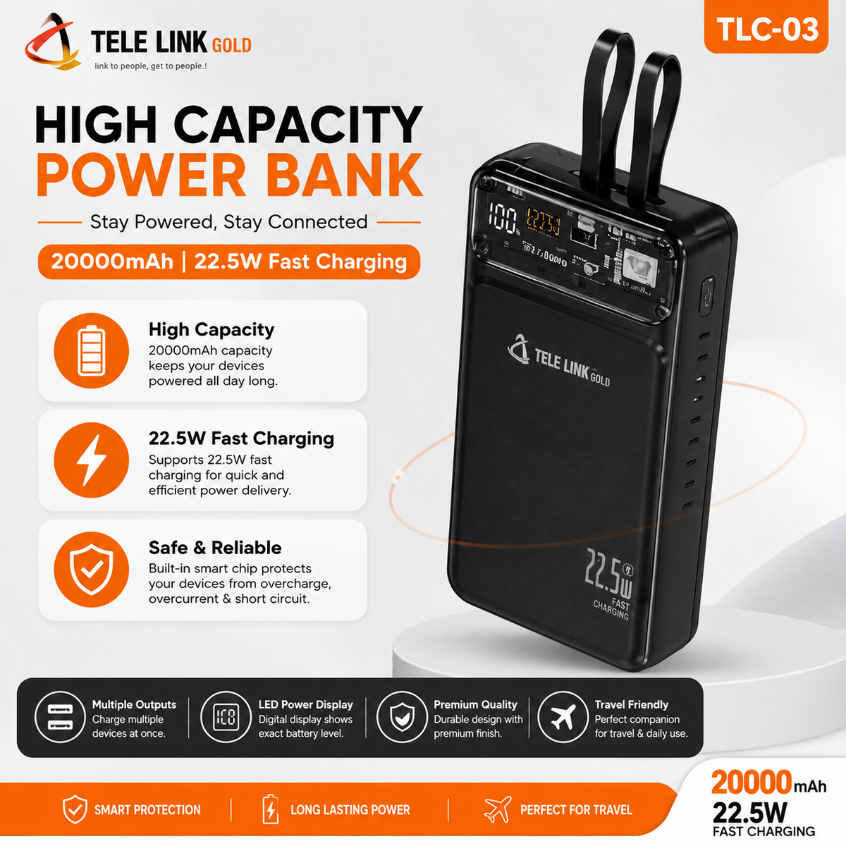 TELE LINK GOLD TLG-03 Power Bank – 20000mAh