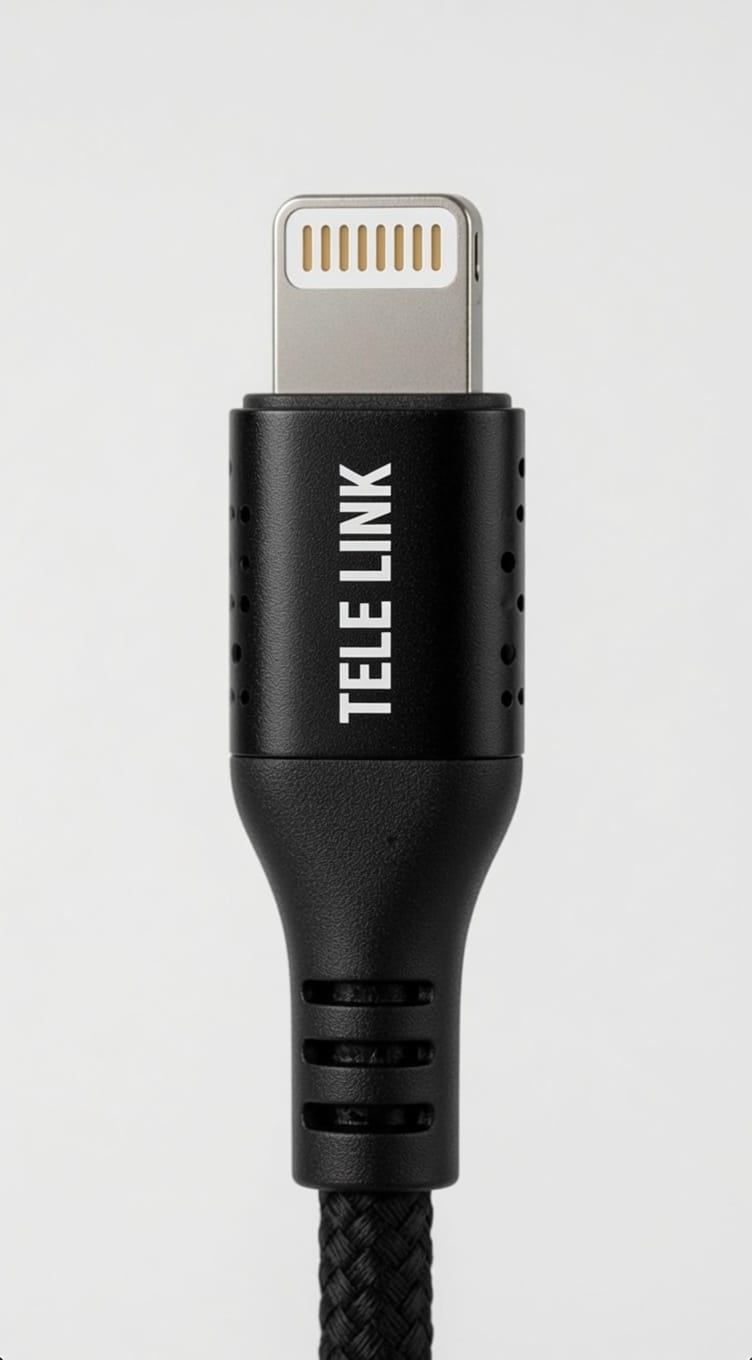 TELE LINK TLG-788-1 iOS Silicone Data Cable – 6A Fast Charging | 1000mm Premium Cable | Black