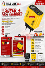 TELE LINK GOLD 75W Super Fast Charger – PD + QC 5.0 | GaN Technology | LED Display