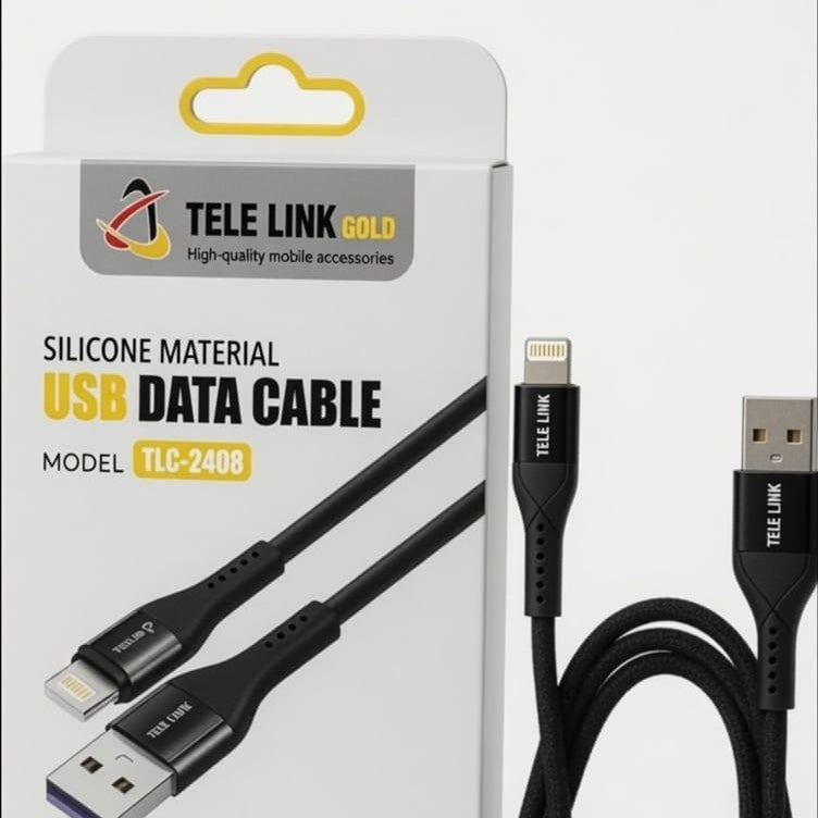 TELE LINK GOLD TLC-2408 Lightning (iOS) Silicone Fast Charging Data Cable (1 Meter)
