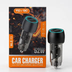 52W PD 30W + QC 3.0 Fast Car Charger (Model: MLE-13)