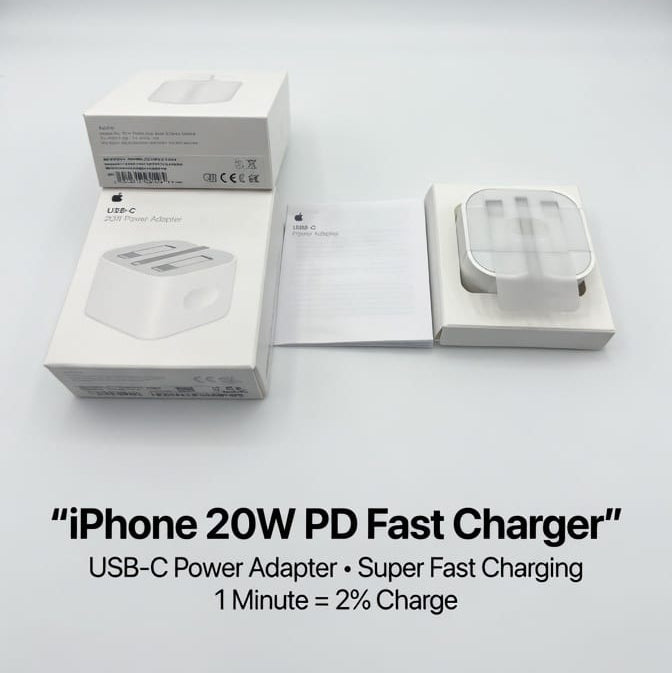 iPhone 20W USB-C Fast Charger with USB-C to Lightning Cable (3-Pin)