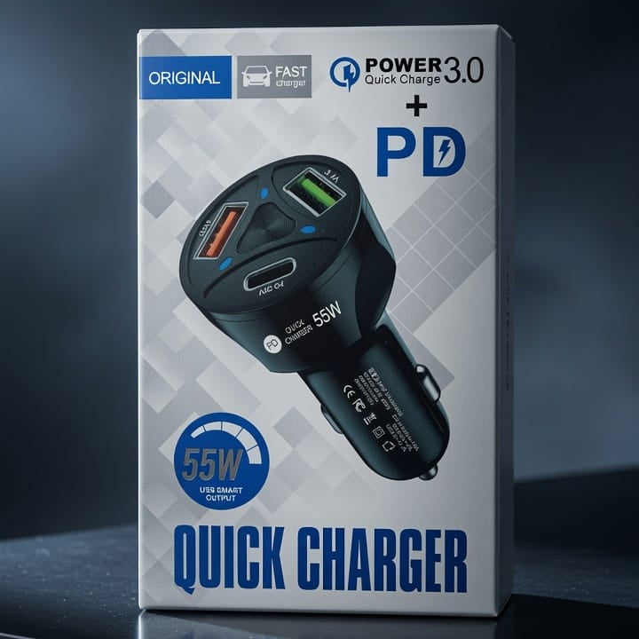 55W PD + QC 3.0 Multi-Port Quick Car Charger