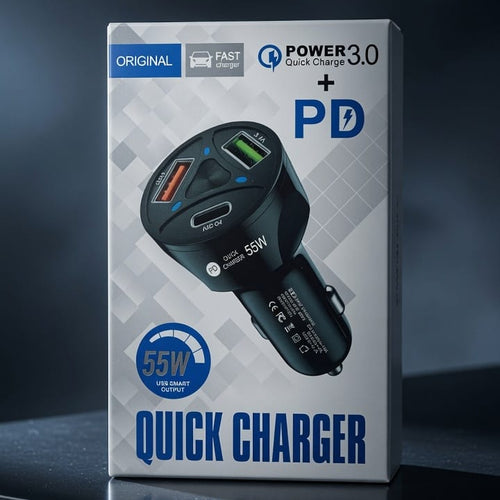 55W PD + QC 3.0 Multi-Port Quick Car Charger