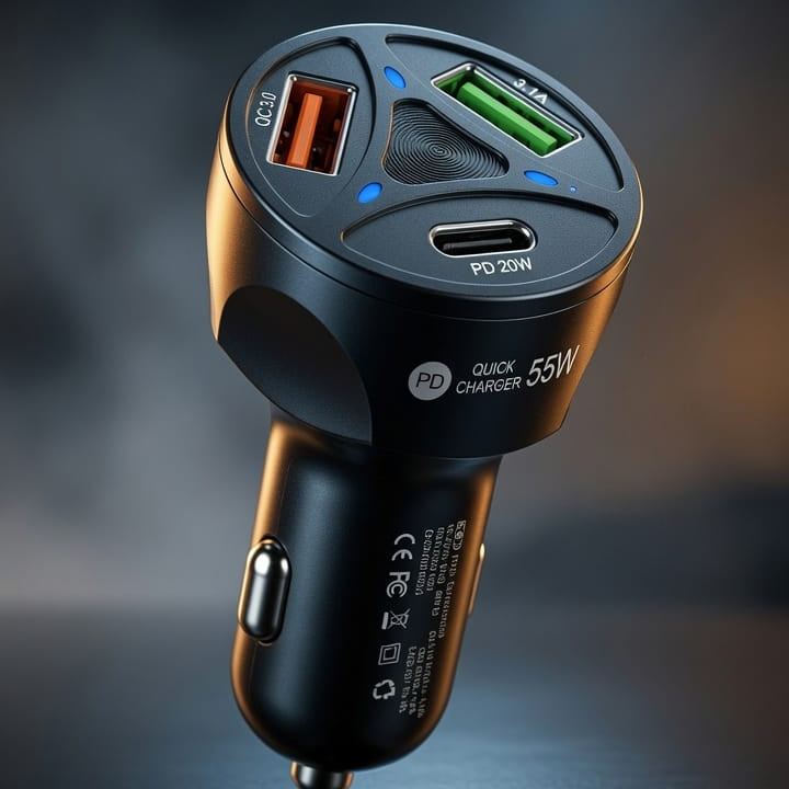 55W PD + QC 3.0 Multi-Port Quick Car Charger