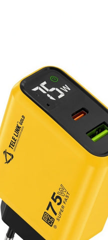 TELE LINK GOLD AFE-56 75W Super Fast Charger (PD + QC 5.0) with LCD Display