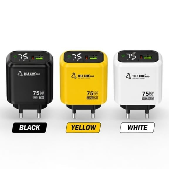 TELE LINK GOLD AFE-56 75W Super Fast Charger (PD + QC 5.0) with LCD Display