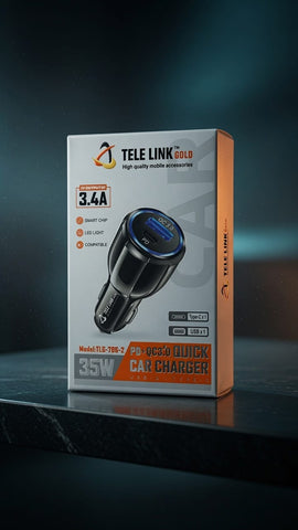 TELE LINK GOLD TLG-786-2 35W PD + QC 3.0 Dual Port Fast Car Charger