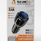 TELE LINK GOLD TLG-786-2 35W PD + QC 3.0 Dual Port Fast Car Charger