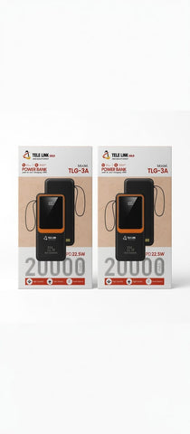 Tele Link Gold TLG-3A 20,000mAh Power Bank – 22.5W Fast Charging with Digital Display
