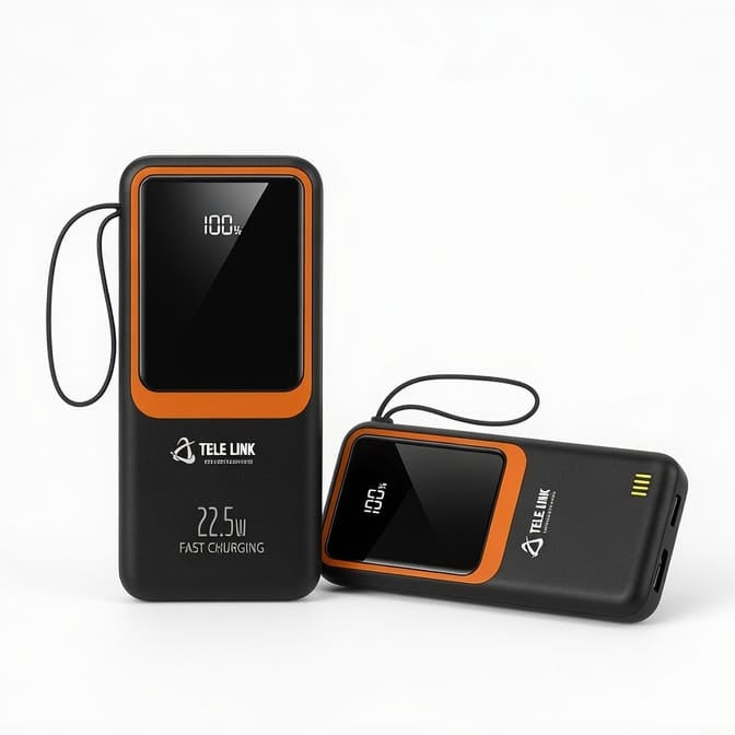 Tele Link Gold TLG-3A 20,000mAh Power Bank – 22.5W Fast Charging with Digital Display