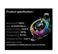 MEMO CX15-B RGB Cooling Fan Phone Cooler – Gaming Mobile Phone Radiator