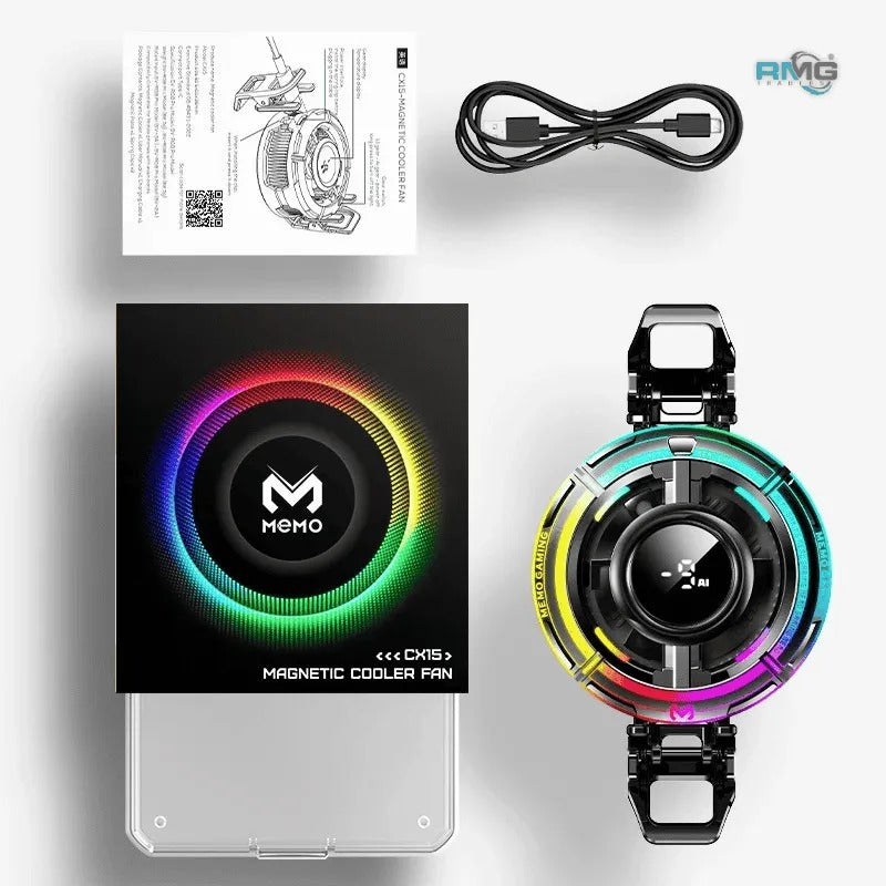 MEMO CX15-B RGB Cooling Fan Phone Cooler – Gaming Mobile Phone Radiator