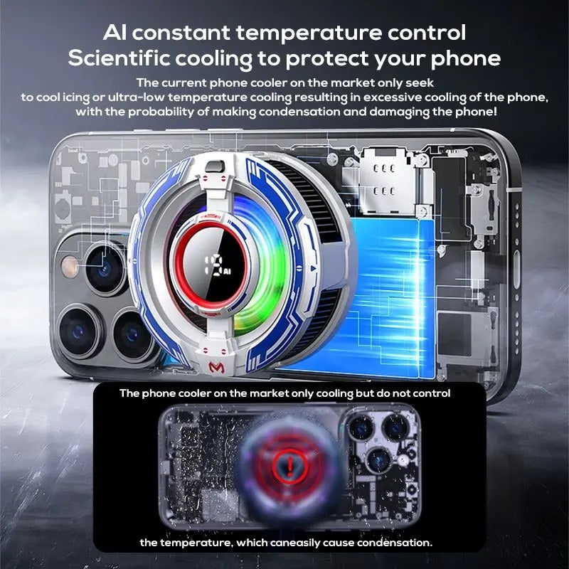 MEMO CX15 Magnetic Phone Cooler Fan – AI Constant Temperature Control &amp; RGB Gaming Cooling
