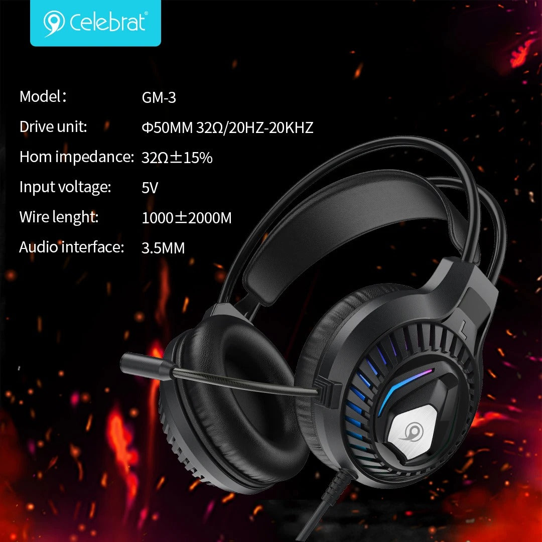Celebrat GM-3 Gaming Headset with Microphone – Immersive Gaming Audio &amp; Comfortable Over-Ear Design