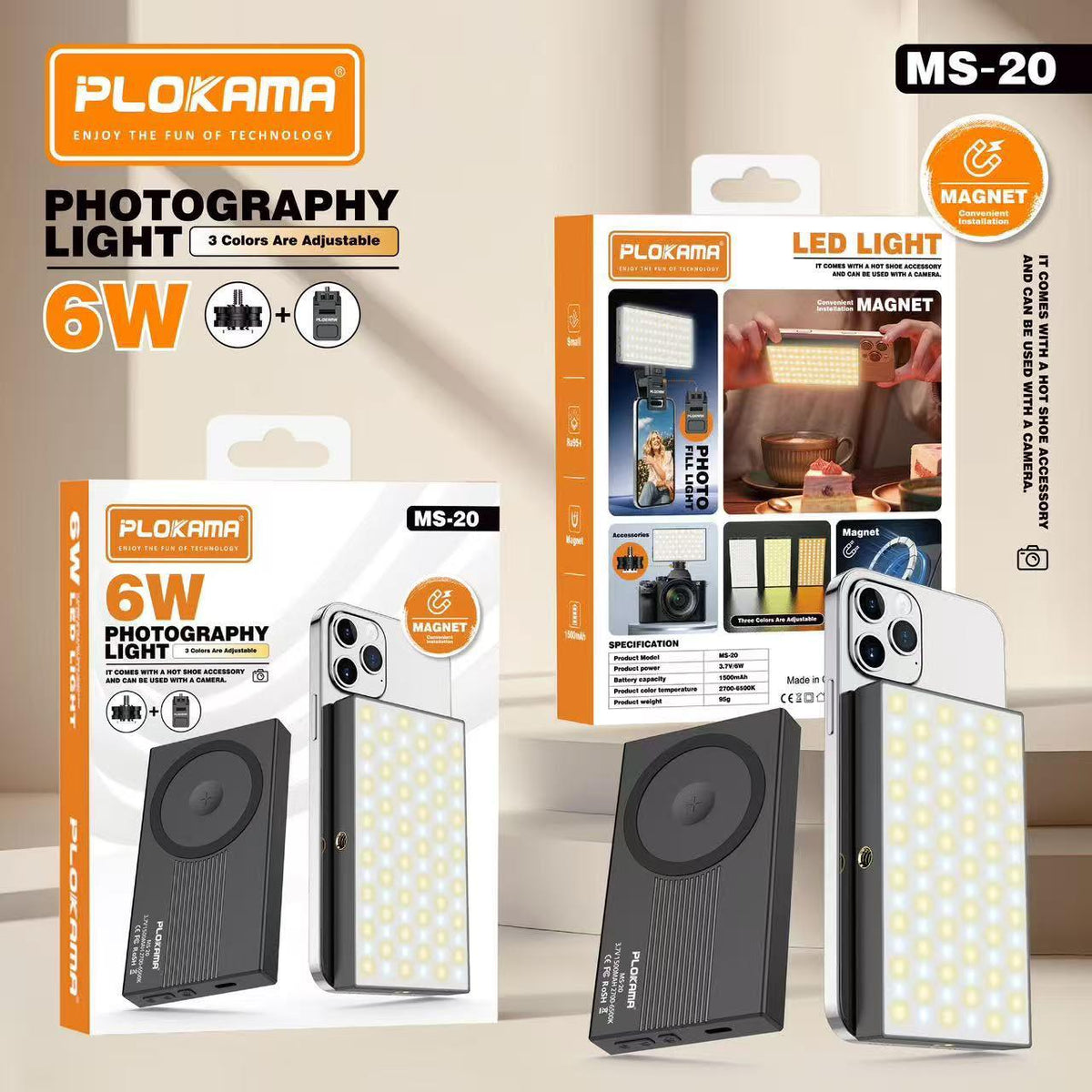 Plokama MS-20 6W Photography Light