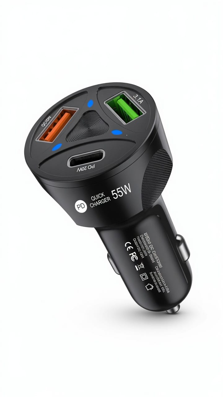 55W PD + QC 3.0 Multi-Port Quick Car Charger