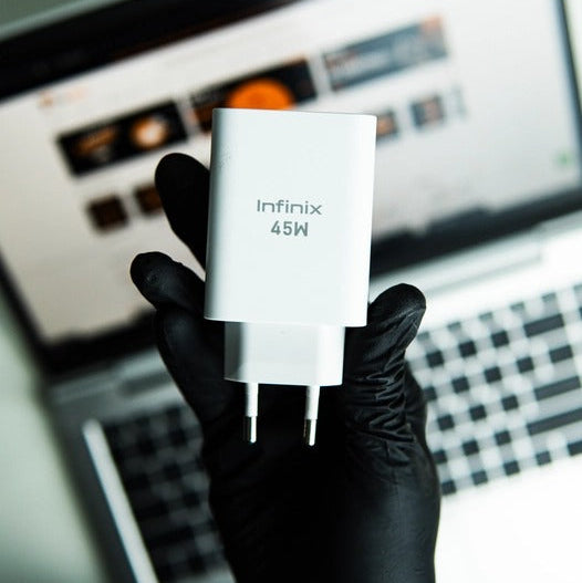 Original Infinix 45W Super Fast Charger Adapter with Cable (White – EU Plug)