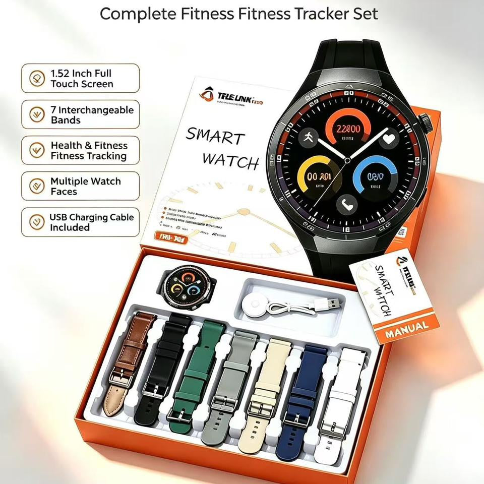 Smart Watch Pro FBU-104 – 1.52" Full Touch Screen Fitness Tracker with 7 Bands